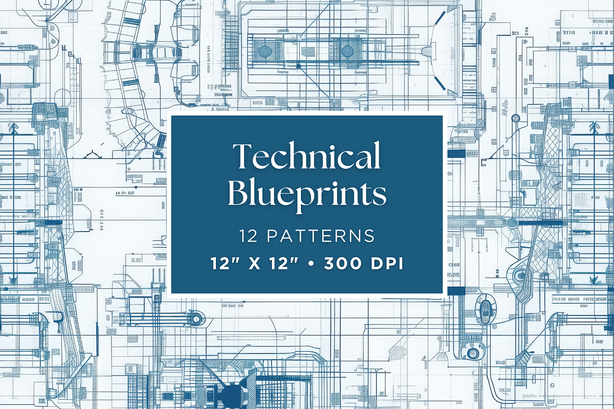 Technical Blueprint Patterns, a Pattern Graphic by Artful Assets Boutique (Photo 1 of 4)