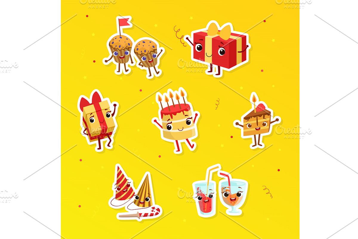 Happy Holidays Cute Stickers, an Illustration by TopVectors