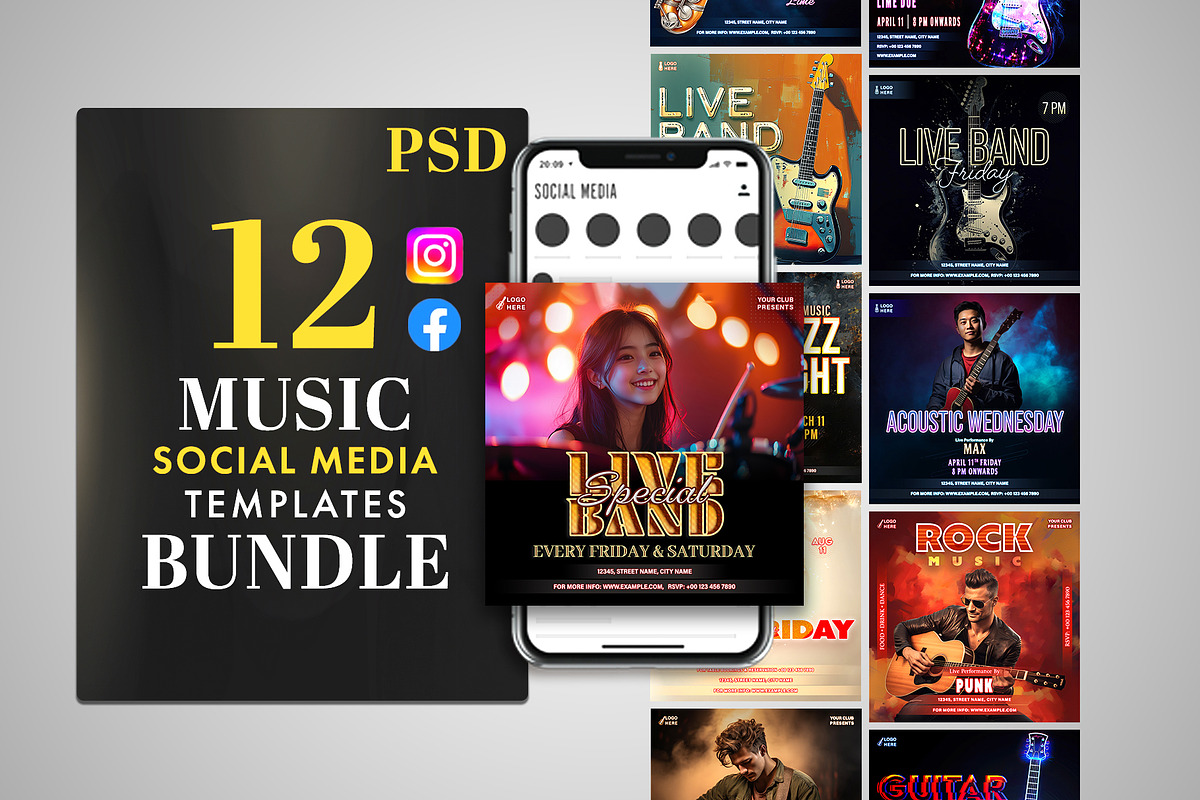 Music Event PSD Templates – 12 Pack, a Social Media Template by Allies Interactive (Photo 1 of 3)
