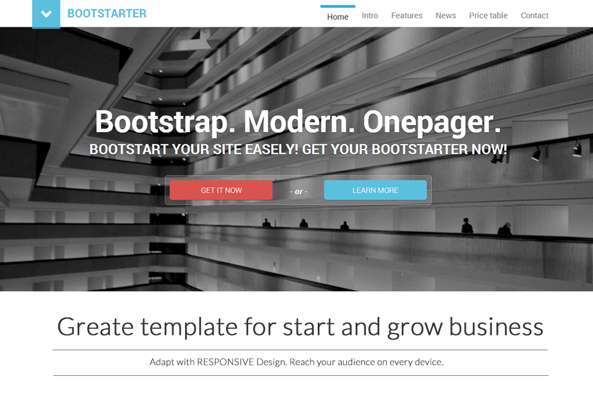 BootStarter one page parallax busine, a Landing Page Template by Bootstraptor (Photo 1 of 5)