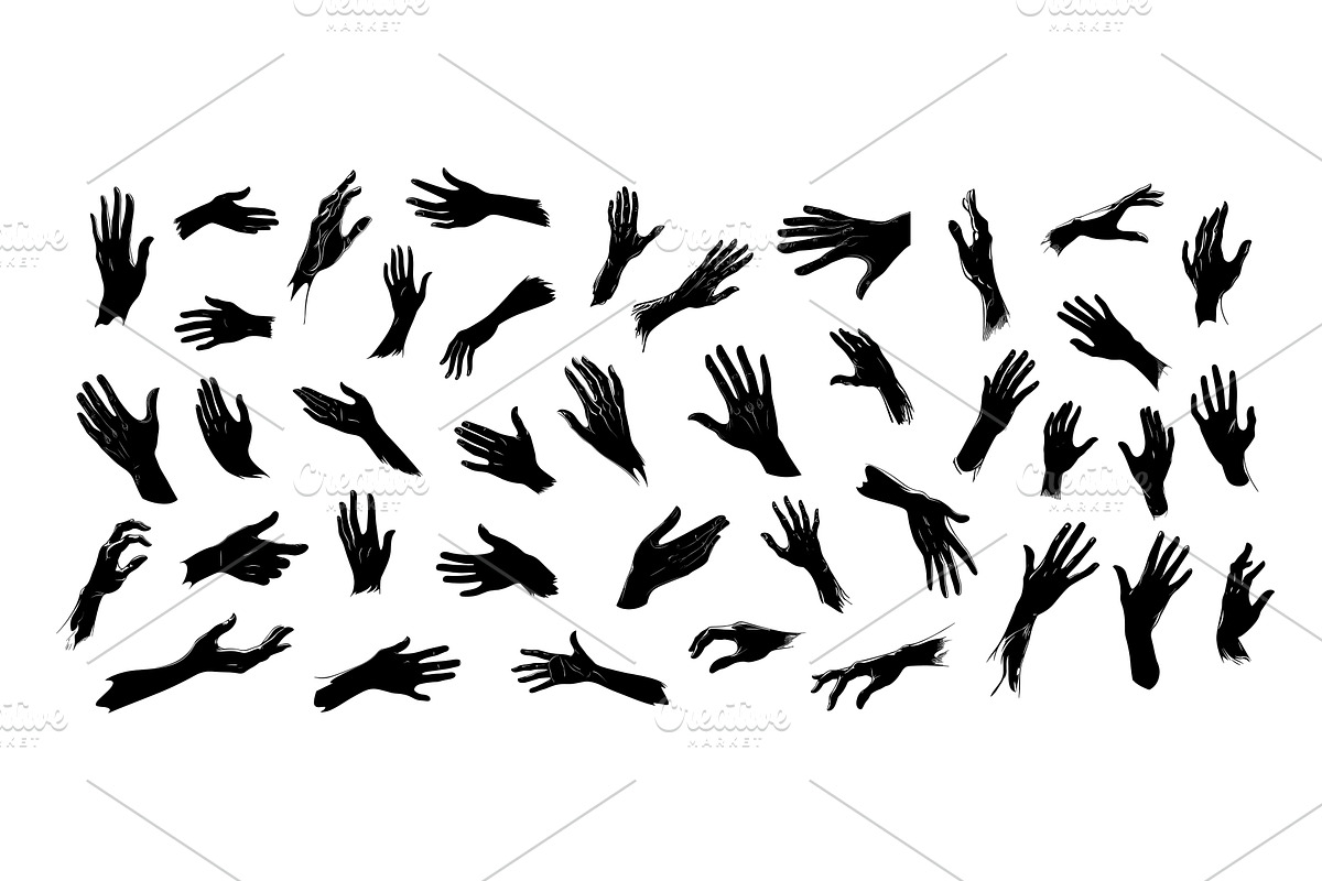Hands with fingers black ink vector, an Object Illustration by Onyx
