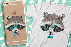 Mr. Raccoon Print Illustration