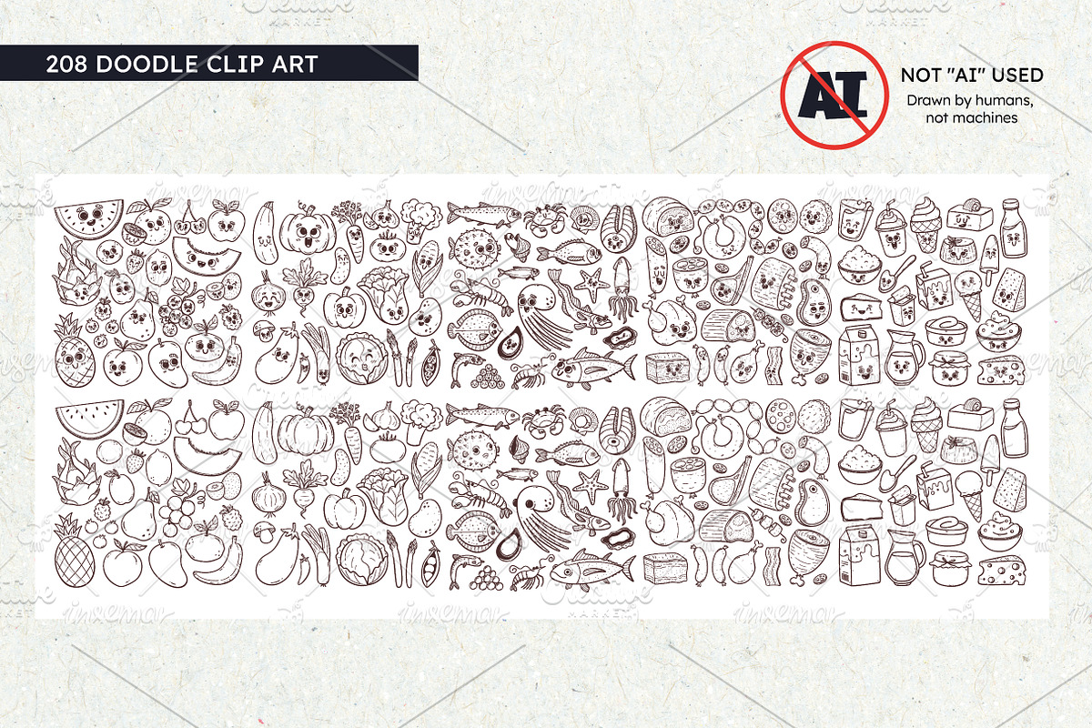 Food Doodle Set Cartoon Style, a Food Illustration by insemar (Photo 2 of 9)