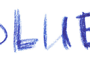 The word BLUE written in blue chalk or pastel on an isolated bac, an Abstract Photo by ndanko