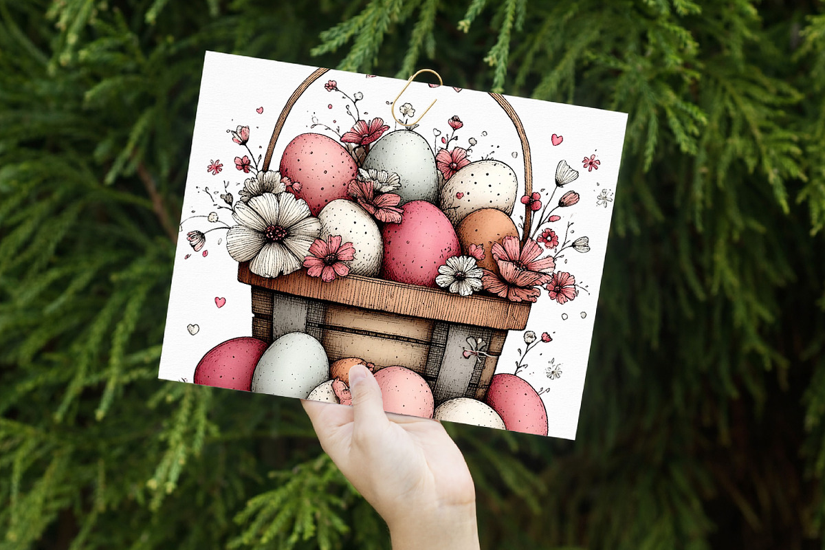 Whimsical Spring Easter Basket Clipa, an Illustration by Libby Wishes (Photo 3 of 5)