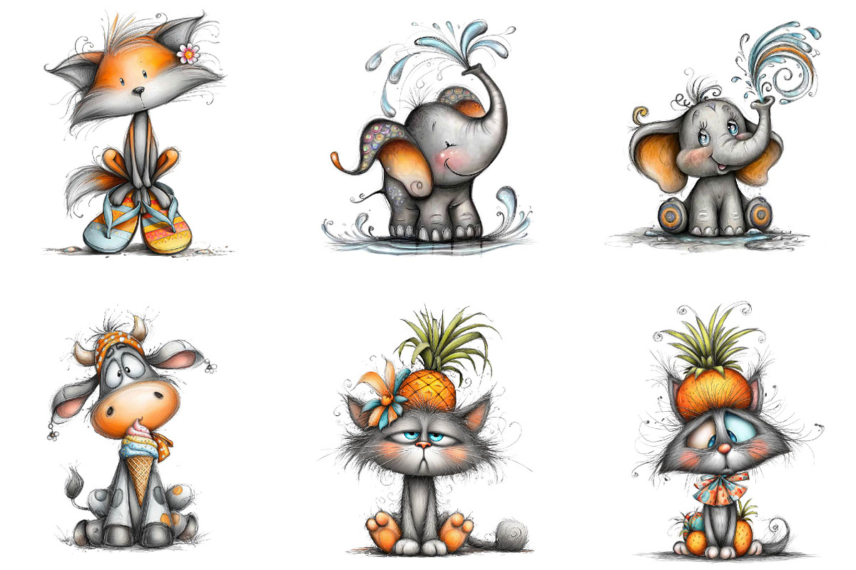 Whimsical Summer Animals Clipart, a Seasonal Illustration by fashionaddict (Photo 5 of 7)