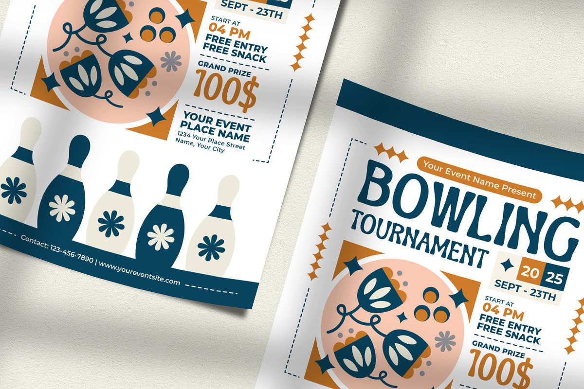 Folk Art Bowling Tournament Flyer, a Flyer Template by Hole Hope Design (Photo 3 of 5)