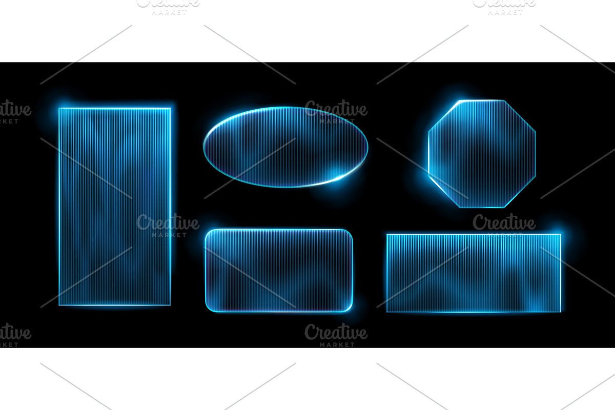 Ribbed glass frames with glossy neon, an Illustration by art PVP - market