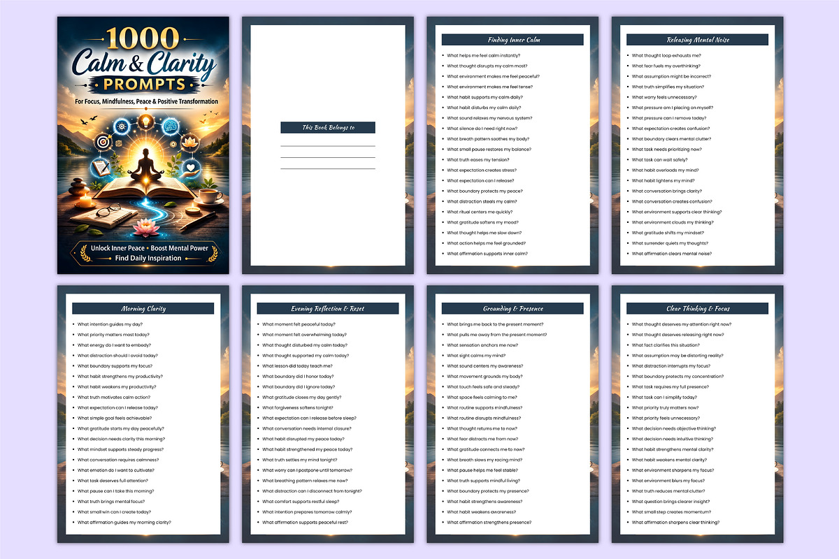 1000 Calm & Clarity Prompts Canva, a Print Template by Mustafiz (Photo 3 of 7)