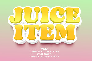 Juice Item PSD 3D Editable Text