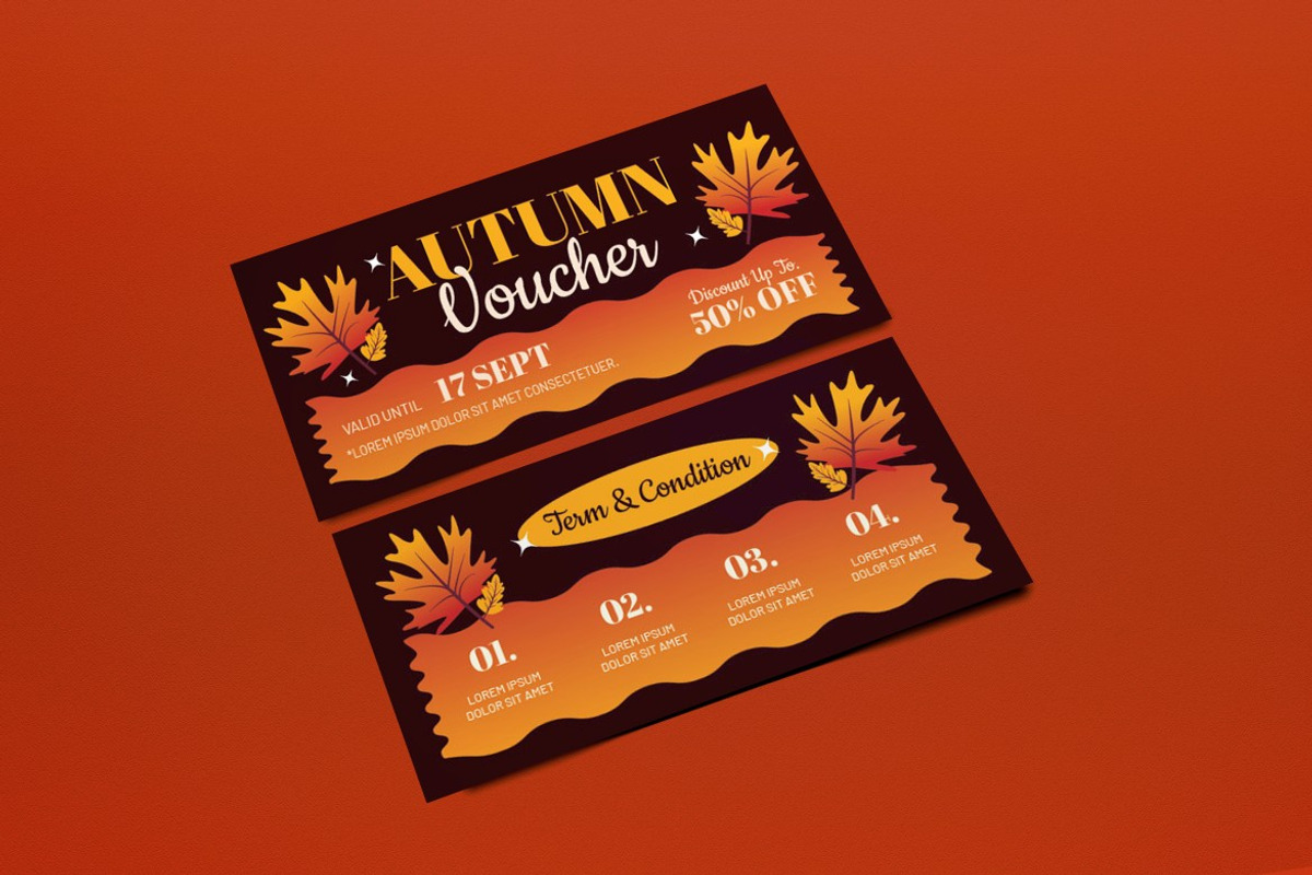Yellow Quirky Autumn Sale Voucher, a Card Template by graphicook (Photo 2 of 3)
