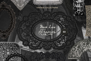 Vintage Black Lace Frames & Doilies, an Object Graphic by Lana Elanor