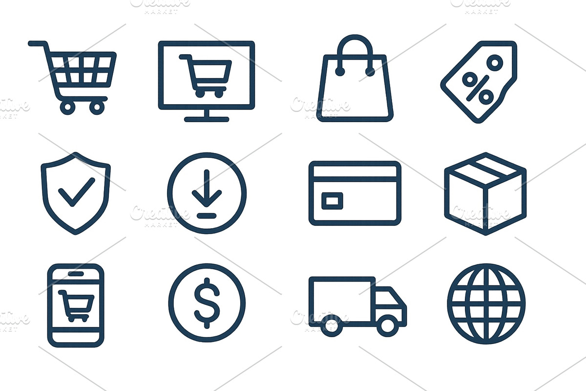 Shopping icons representing online, a Technology Illustration by ZinetroN