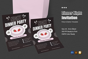 Dinner Night Party Invitation, an Invitation Template by Esensifiksi.studio