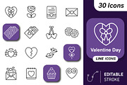 30 Love & Romance Outline Icons, an Outline Icon by Adl Studio (Thumbnail 1 of 4)