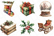 Watercolor Vintage Old Christmas Cli, an Illustration by DreamPrint404 (Thumbnail 4 of 6)