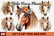 Boho Horse Flower Watercolor, an Illustration by Gemstone (Thumbnail 1 of 12)