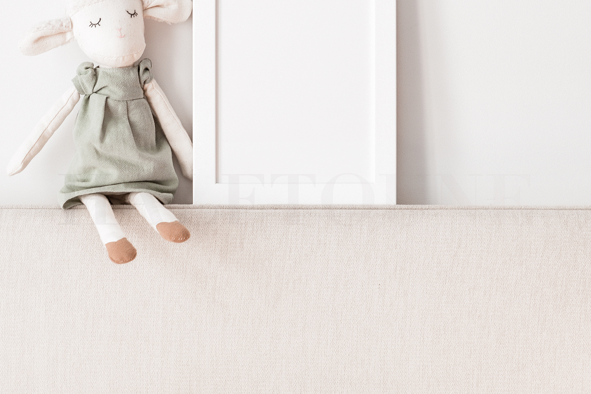 White Frame & Lamb Toy Mockup, a Mockup by HALFTOUNE (Photo 3 of 4)