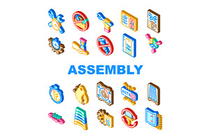 assembly setup product icons set, a Technology Illustration by pikepicture