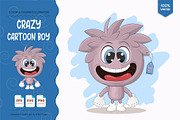 Crazy Cartoon Boy. Tshirt, PNG., a Person Illustration by KENO Mascots (Thumbnail 1 of 3)