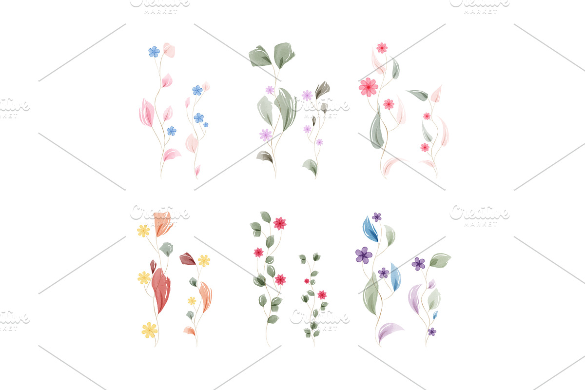 Delicate watercolor leaves and, an Object Illustration by okskukuruza