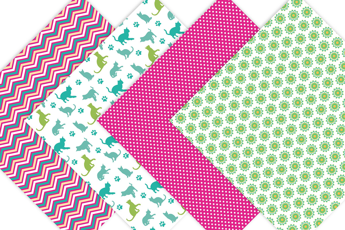 Kitty Cat Digital Scrapbook Paper, a Pattern Graphic by Leska's Digitals (Photo 2 of 4)