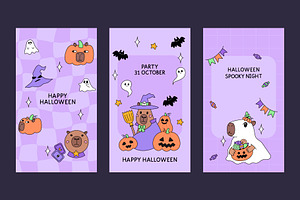 3 Halloween Social Media Templates, a Social Media Template by Viaireshop