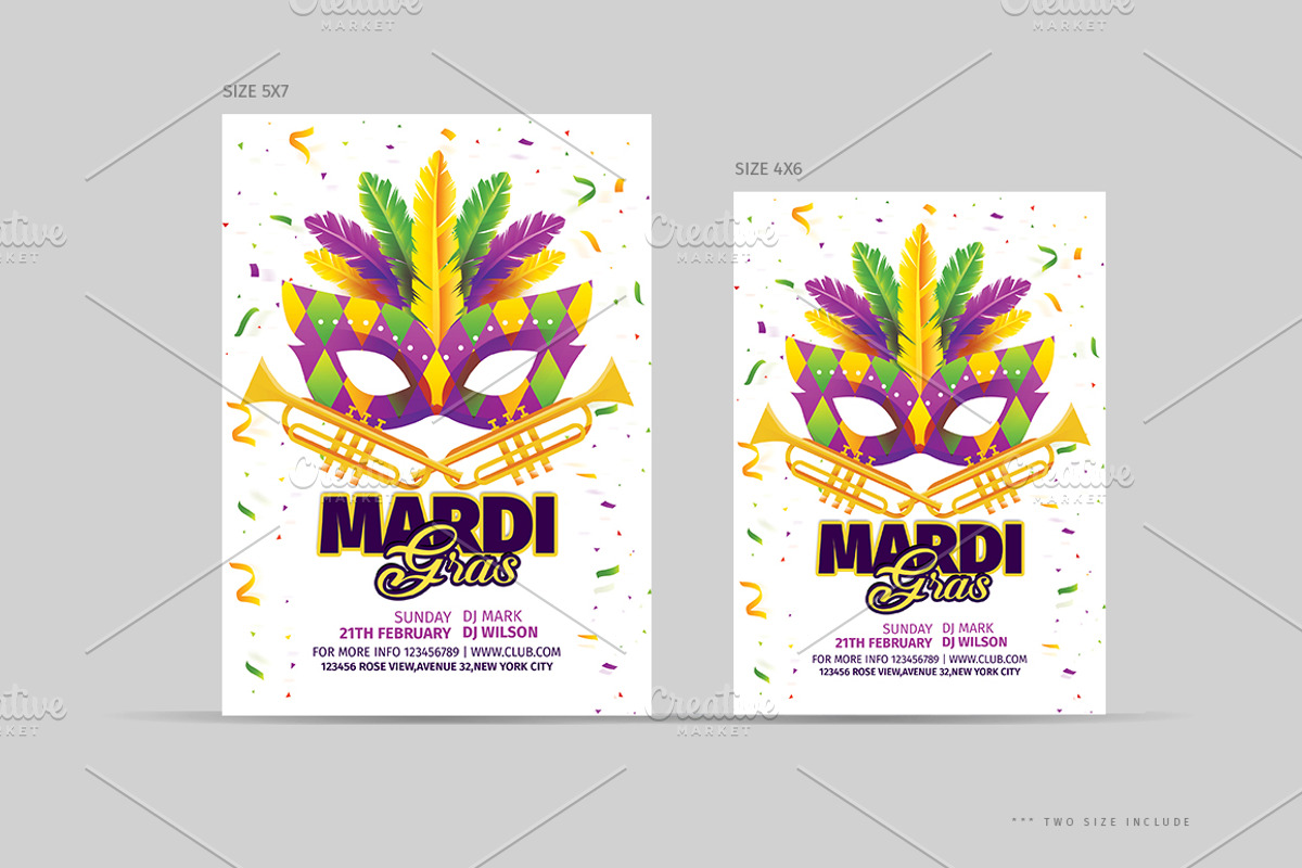 Mardi Gras Carnival Invitation/Flyer, a Flyer Template by Madhabi Studio (Photo 3 of 5)