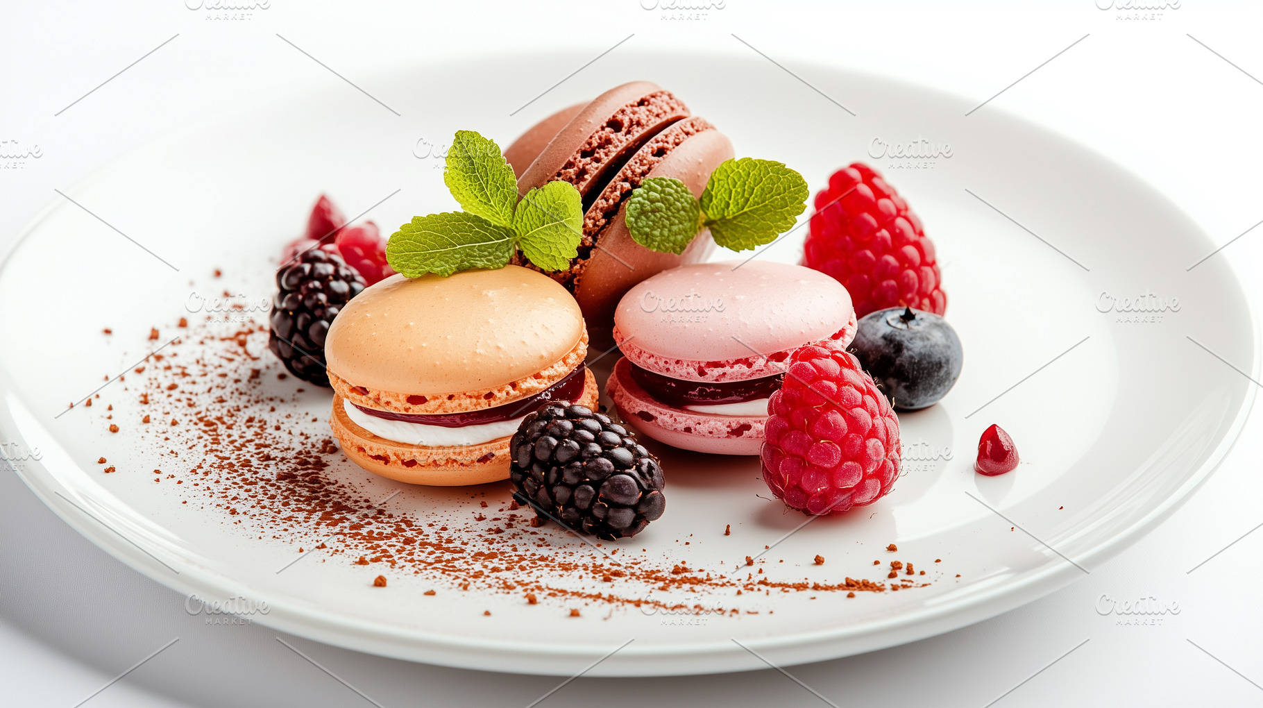 Colorful French macaroons on a plate, a Food & Drink Photo by MistyDay
