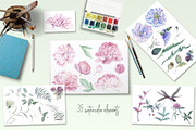 Chic Watercolor Floral Collection, an Illustration by ColorfulNest (Thumbnail 2 of 13)