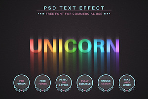 Unicorn Rainbow - PSD Editable Text