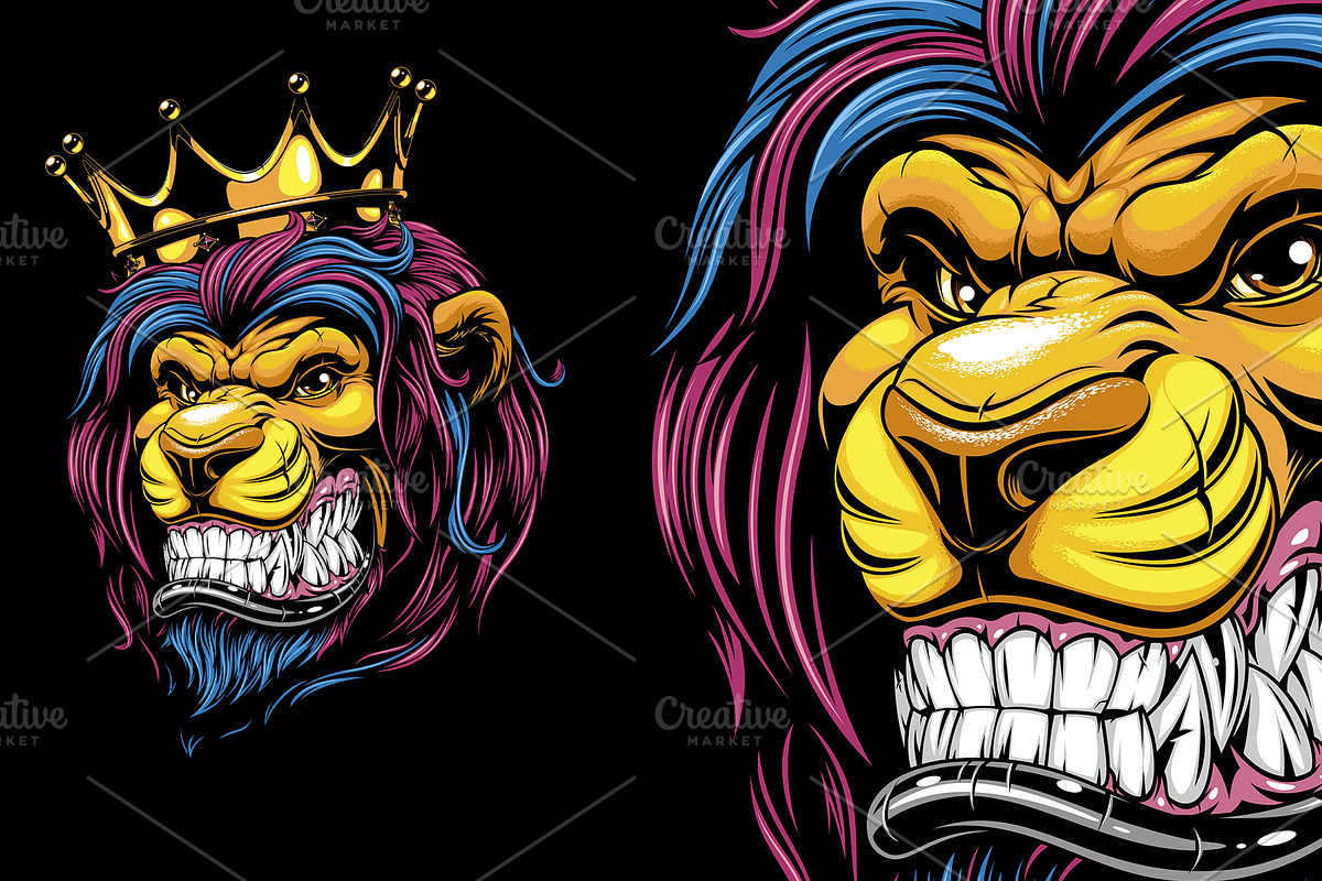 Vector illustration, a ferocious lio, an Animal Illustration by Mark2000