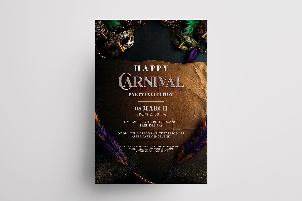 Carnival Flyer Invitation Template, a Flyer Template by PixelsDesign (Photo 2 of 3)