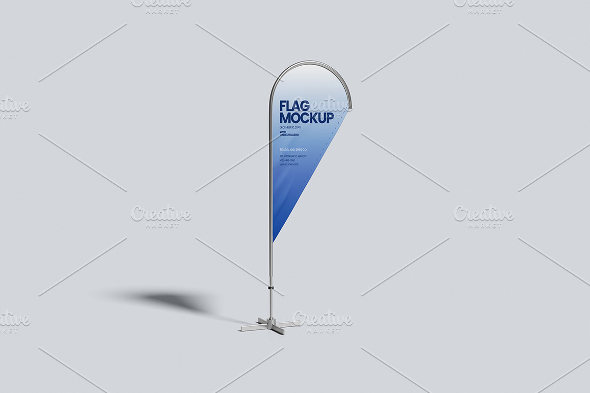 Teardrop Flag Banner Mockup, an Advertising Mockup by Gatamotion (Photo 2 of 5)