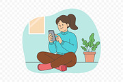 Woman Shopping Online Mobile Phone, a Person Illustration by Partikusi Design (Thumbnail 3 of 3)