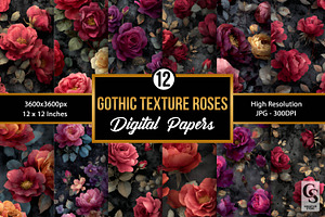 Gothic Textured Rose Flowers Pattern, a Pattern Graphic by Creative Store