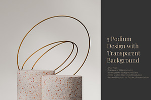 5 Podium with Transparent Background