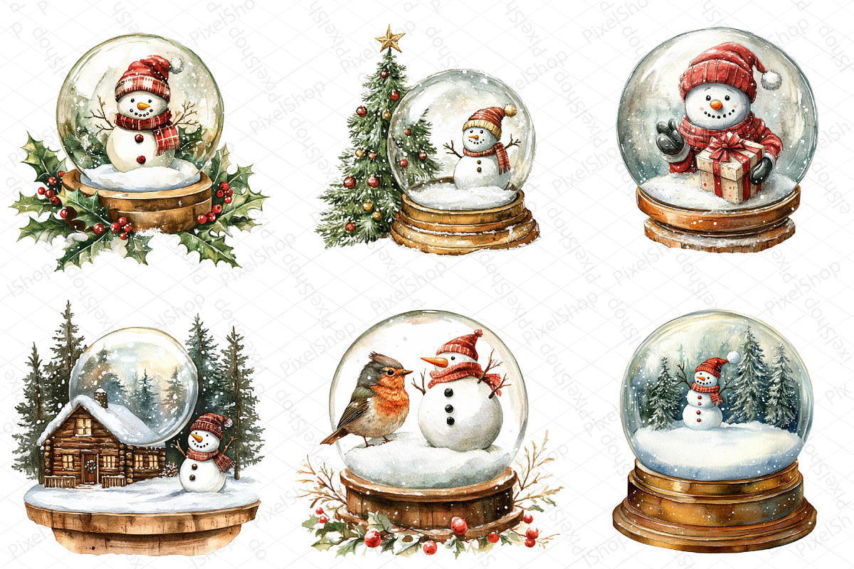 Christmas Snowman Globe Clipart, an Illustration by DreamPrint404 (Photo 5 of 6)