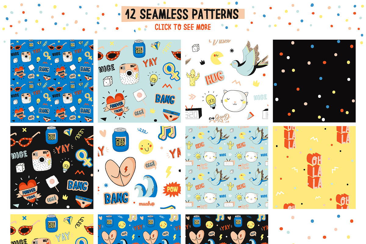 GIRL POWER stickers & patterns, a Stationery Template by Ruslana Lubenets (Photo 6 of 9)