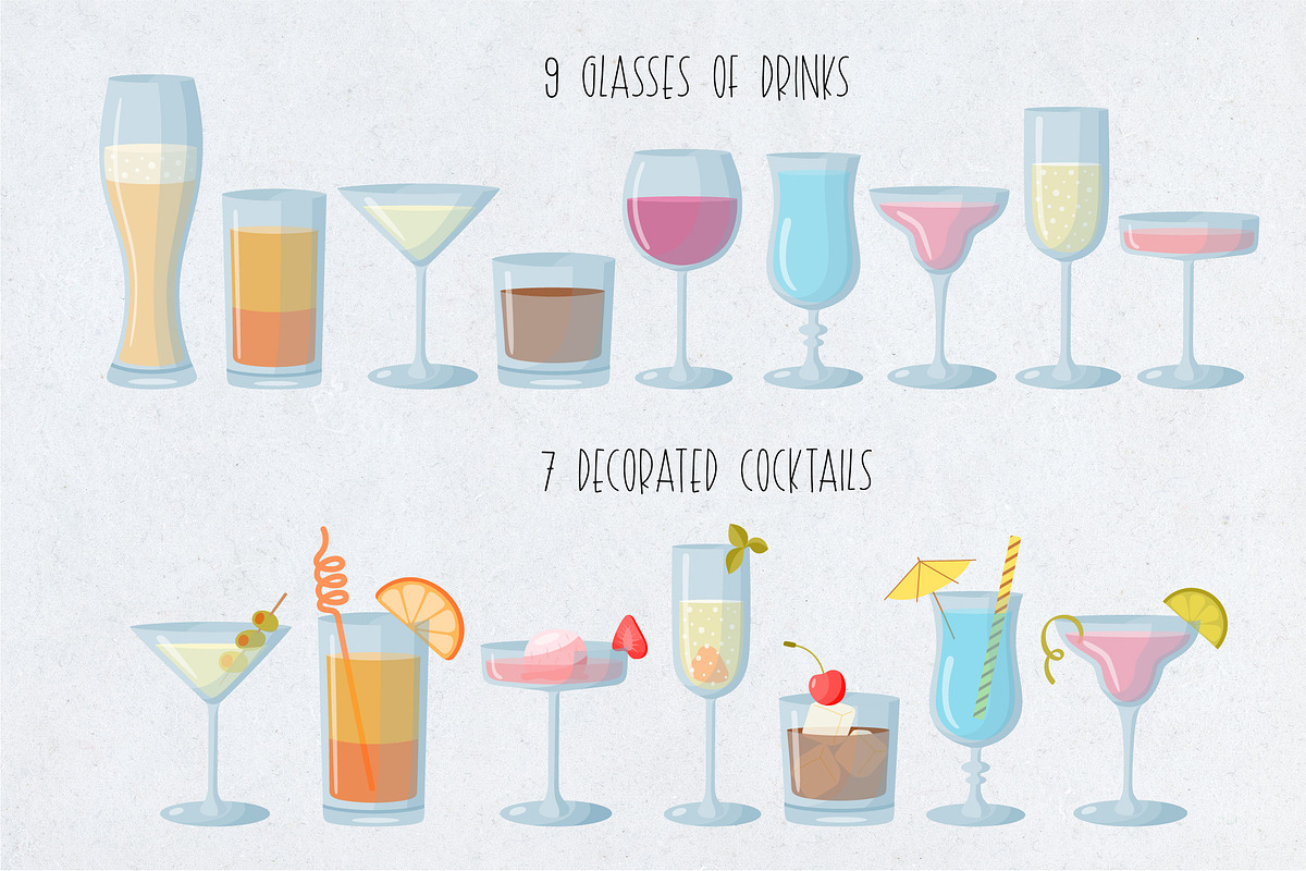 Cocktail Drinks Collection, a Food Illustration by IllarArt (Photo 2 of 10)
