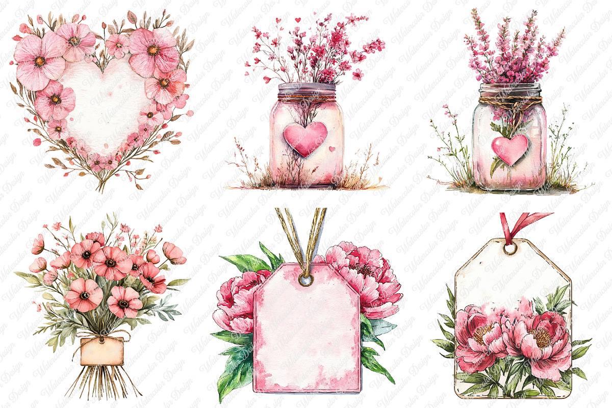 Rustic Mothers Day Clipart, an Illustration by Watercolor design (Photo 4 of 12)
