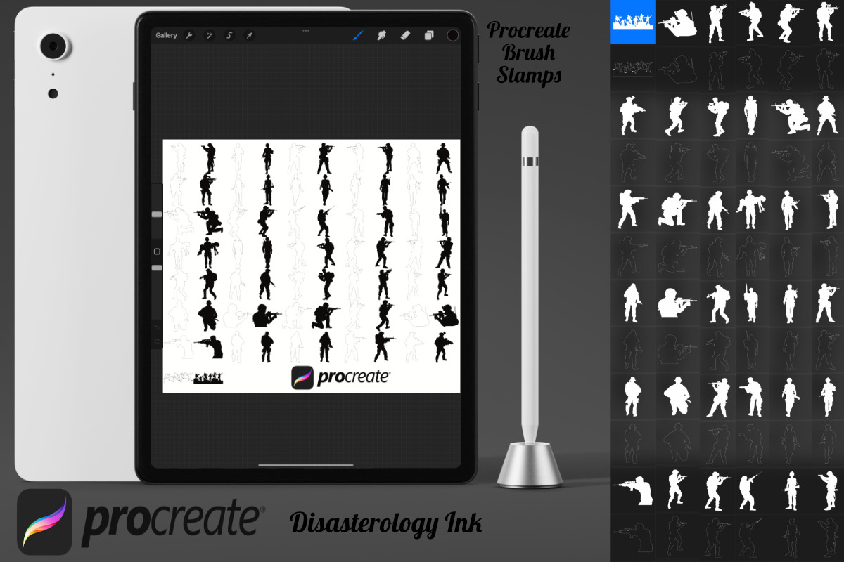 Soldier Figure Poses Set 1, 72 Poses, a Brush Add-On by Disasterology Ink (Photo 2 of 10)