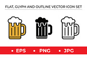 Flat Glyph Outline Beer Mug Icon, an Outline Icon by Artonix (Thumbnail 1 of 2)