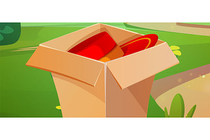 Open cardboard delivery box with red, a Transportation Illustration by art PVP - market