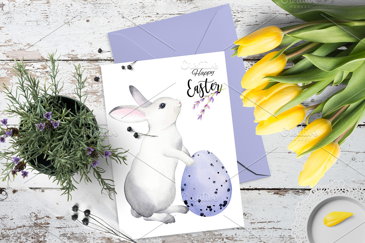 Watercolor rabbit easter, an Animal Illustration by Colibri Watercolor (Photo 3 of 5)