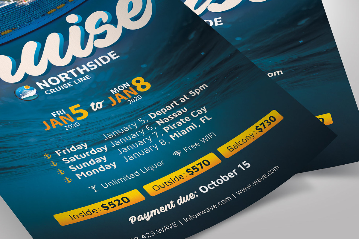 Cruise Flyer Photoshop Template, a Flyer Template by Godserv Designs (Photo 6 of 7)