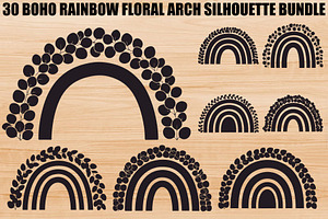 Boho Rainbow Floral Arch SVG Bundle, an Illustration by Creativeshirt