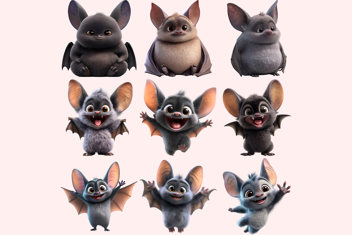 Cute Bat PNG Clipart Bundle, a Graphic by M9 Design (Photo 5 of 8)