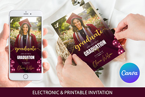 Burgundy Graduation Invitation, an Invitation Template by SmmrDesign