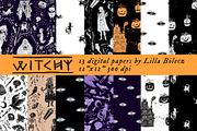 Witchy Halloween Digital Papers, a Pattern Graphic by Lilla Bölecz (Thumbnail 1 of 4)